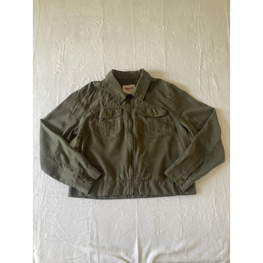 Mossimo Supply Co Womens XL Olive Green Full Zip Utility Jacket Lightweight